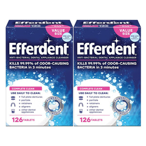 Efferdent Denture Cleaner Complete Clean, Retainer Cleaning Tablets For Aligners, Dentures, And Dental Appliances, 126 Count, 2 Pack,