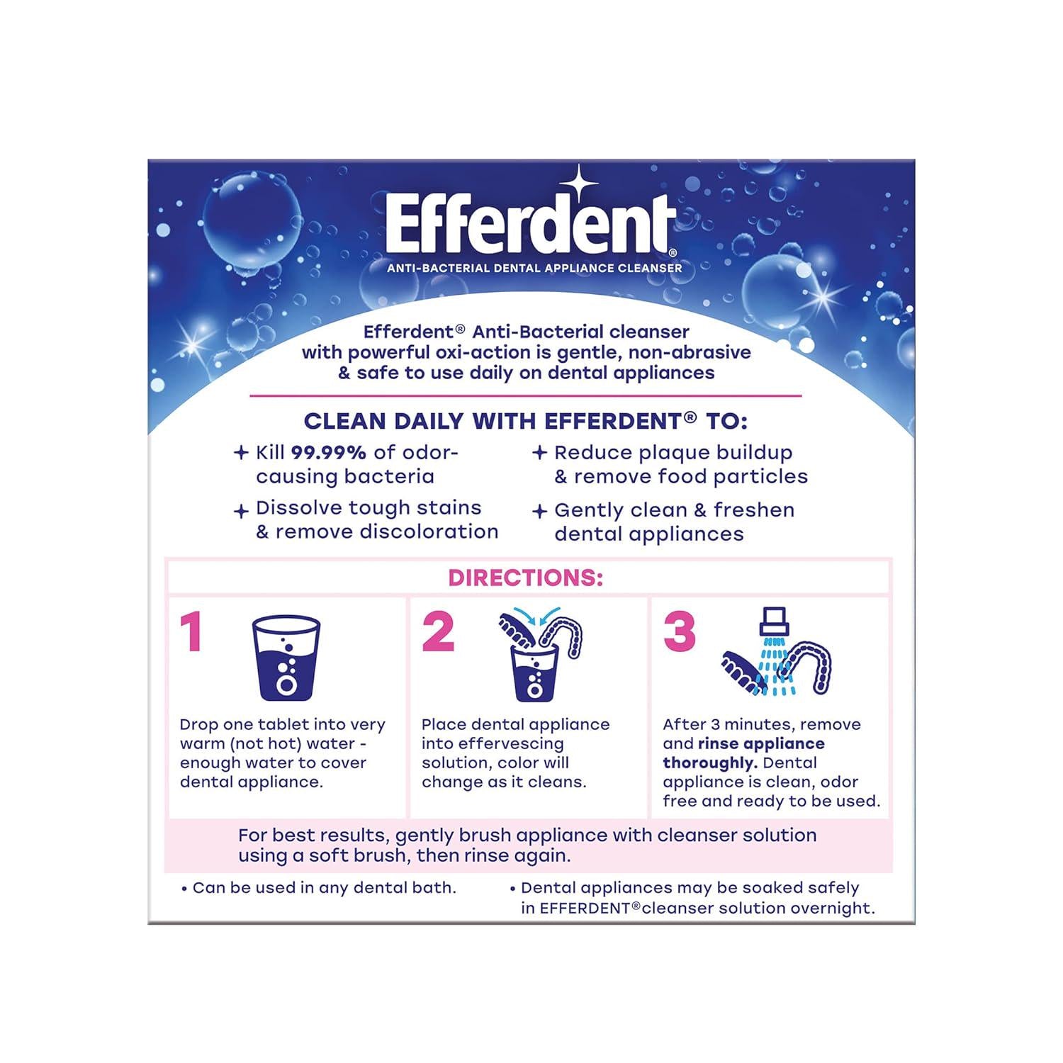 Efferdent Denture Cleanser Tablets, Complete Clean, Cleanser For Retainer And Dental Appliances, 44 Tablets,