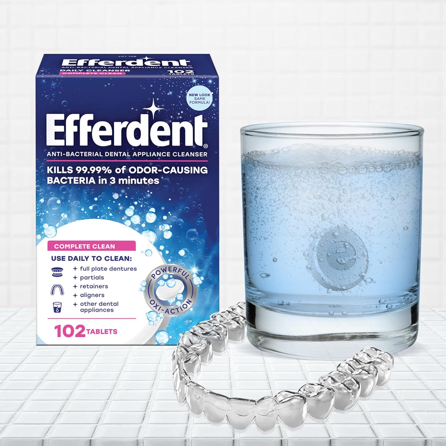 Efferdent Denture Cleanser Tablets, Complete Clean, Cleanser For Retainer And Dental Appliances, 44 Tablets,