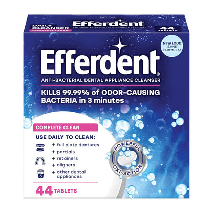 Efferdent Denture Cleanser Tablets, Complete Clean, Cleanser For Retainer And Dental Appliances, 44 Tablets,