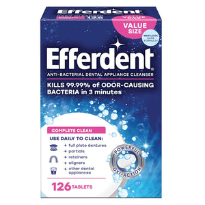 Efferdent Retainer Cleaning Tablets, Denture Cleanser Tablets For Dental Appliances, Complete Clean, 126 Tablets,