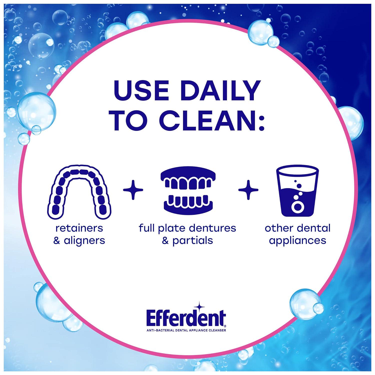Efferdent Retainer Cleaning Tablets, Denture Cleanser Tablets For Dental Appliances, Complete Clean, 126 Tablets,