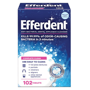 Efferdent Retainer Cleaning Tablets, Denture Cleanser Tablets For Dental Appliances, Complete Clean, 102 Tablets,
