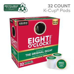Eight O'Clock Coffee, The Original Decaf, Single Serve Keurig K-Cup Pods, Medium Roast, 32 Count