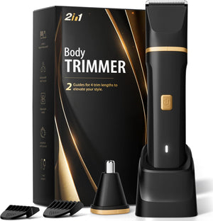 Risina Electric Razor For Men, IPX7 Waterproof Versatile Shaver For Temple, Groin, Nose, Ear Hairs, Beard, Body Hair Trimmer For Men, Painless Grooming Kit With 2 Replaceable Ceramic Blade Heads