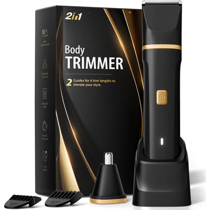 Risina Electric Razor For Men, IPX7 Waterproof Versatile Shaver For Temple, Groin, Nose, Ear Hairs, Beard, Body Hair Trimmer For Men, Painless Grooming Kit With 2 Replaceable Ceramic Blade Heads