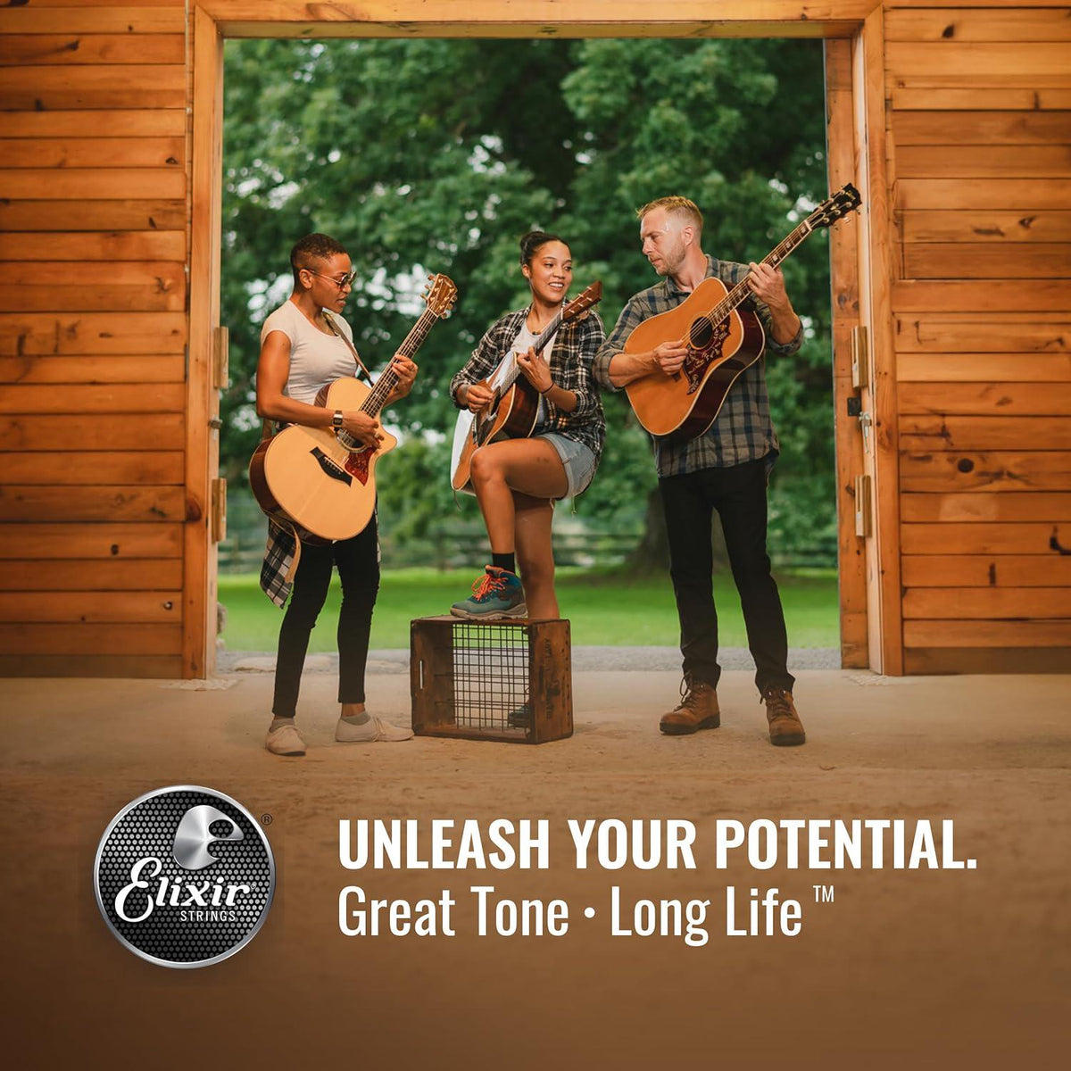 Elixir Strings, Acoustic Guitar Strings, Phosphor Bronze With NANOWEB Coating, Longest-Lasting Rich And Full Tone With Comfortable Feel, 6 String Set, Light 12-53,