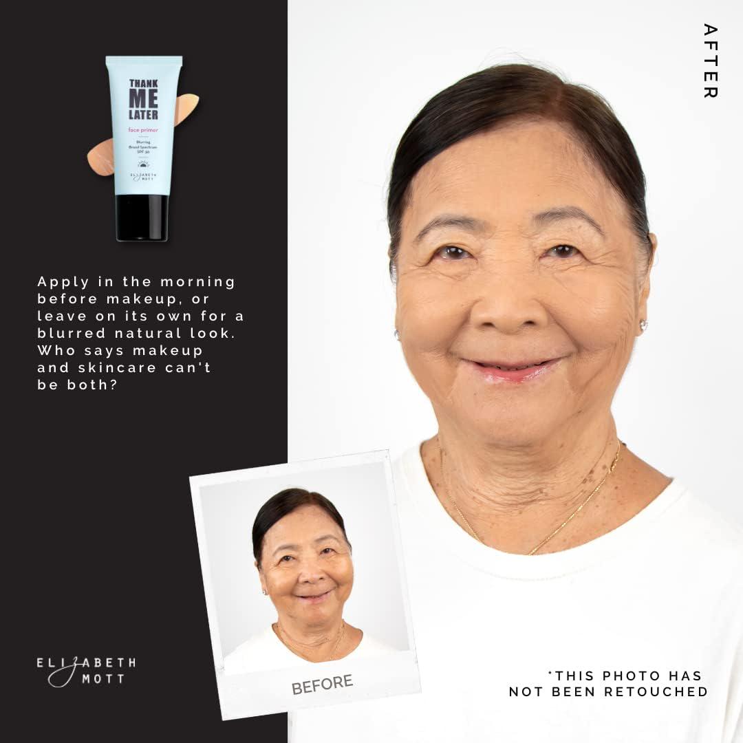 Elizabeth Mott Elizabeth Mott Thank Me Later Blurring Face Primer SPF 30 Hydrating Makeup Base For Smooth, Flawless Skin And All-Day Wear Long-Lasting, Lightweight, Pore-Minimizing Formula 30g, Cruelty-Free