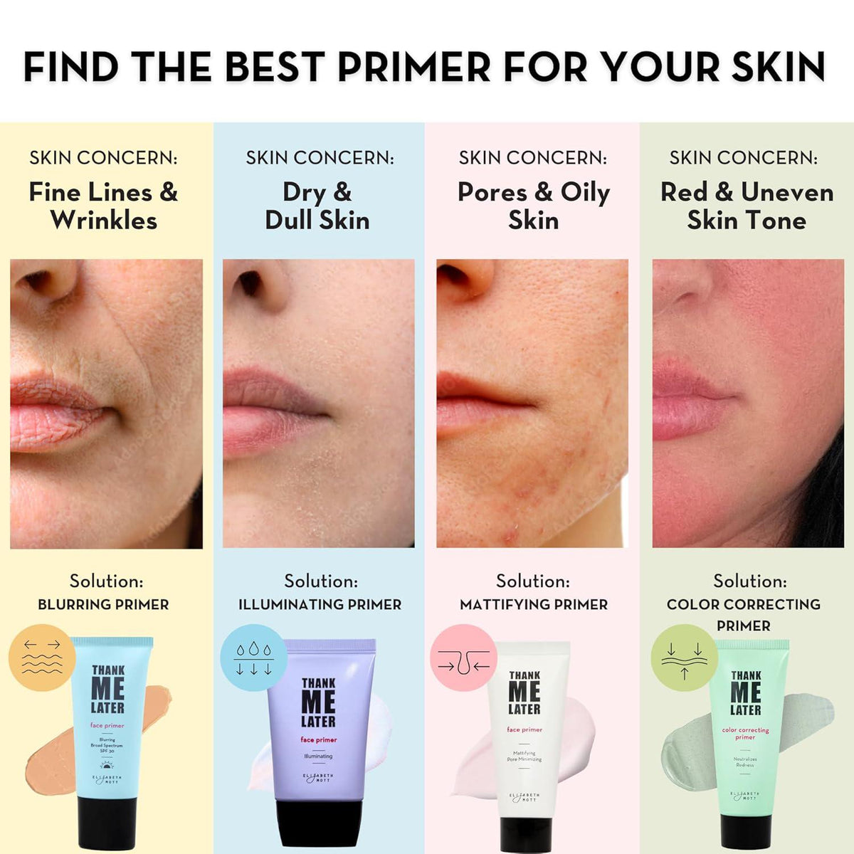 Elizabeth Mott Elizabeth Mott Thank Me Later Face Primer - Mattifying Makeup Base Primer For Shine And Oil Control - Pore Minimizer, Hides Wrinkles And Fine Lines Long-lasting Makeup Gripping Formula 30 G