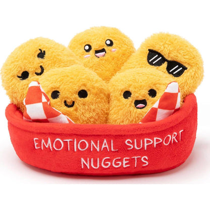 Relatable Emotional Support Chicken Nuggets Plush Toy Set 5 Soft Toys with Basket
