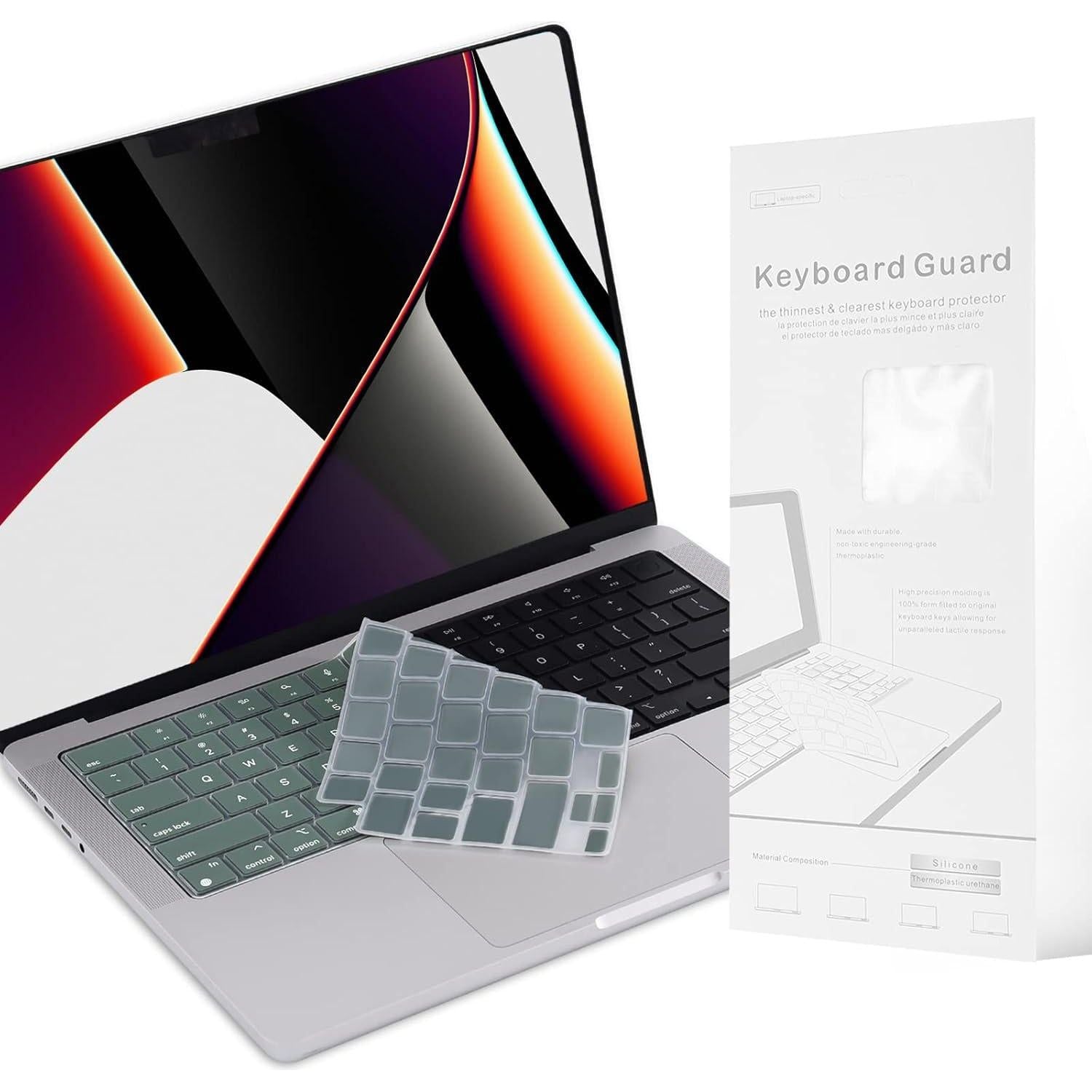 EooCoo Premium Keyboard Cover Skin Ultra Thin Protector Compatible With 2025-2021 MacBook Pro 14 16 M4 M3 M2 M1 Pro Max Chip, MacBook Air 15 13.6 M3 M2 Chip, Midnight Green,