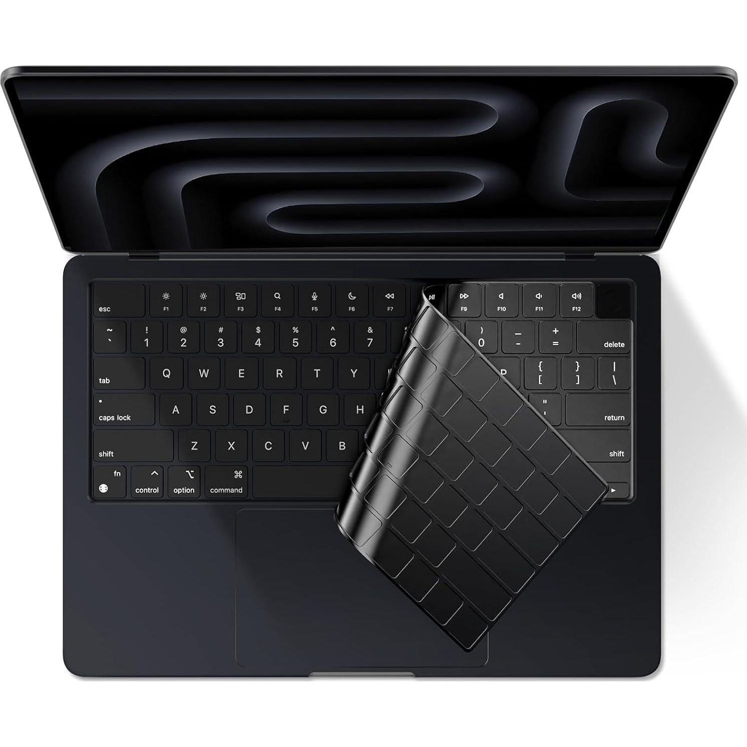 EooCoo Premium Keyboard Cover Skin Ultra Thin Protector Compatible With 2025-2021 MacBook Pro 14 16 M4 M3 M2 M1 Pro Max Chip, MacBook Air 15 13.6 M3 M2 Chip, Black,