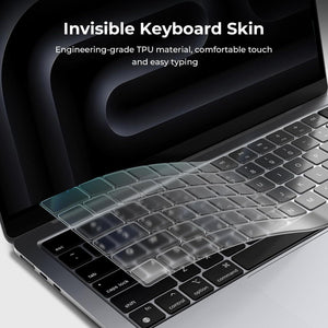 EooCoo Premium Keyboard Cover Skin Ultra Thin Protector Compatible With 2025-2021 MacBook Pro 14 16 M4 M3 M2 M1 Pro Max Chip, MacBook Air 15 13.6 M3 M2 Chip, Clear,