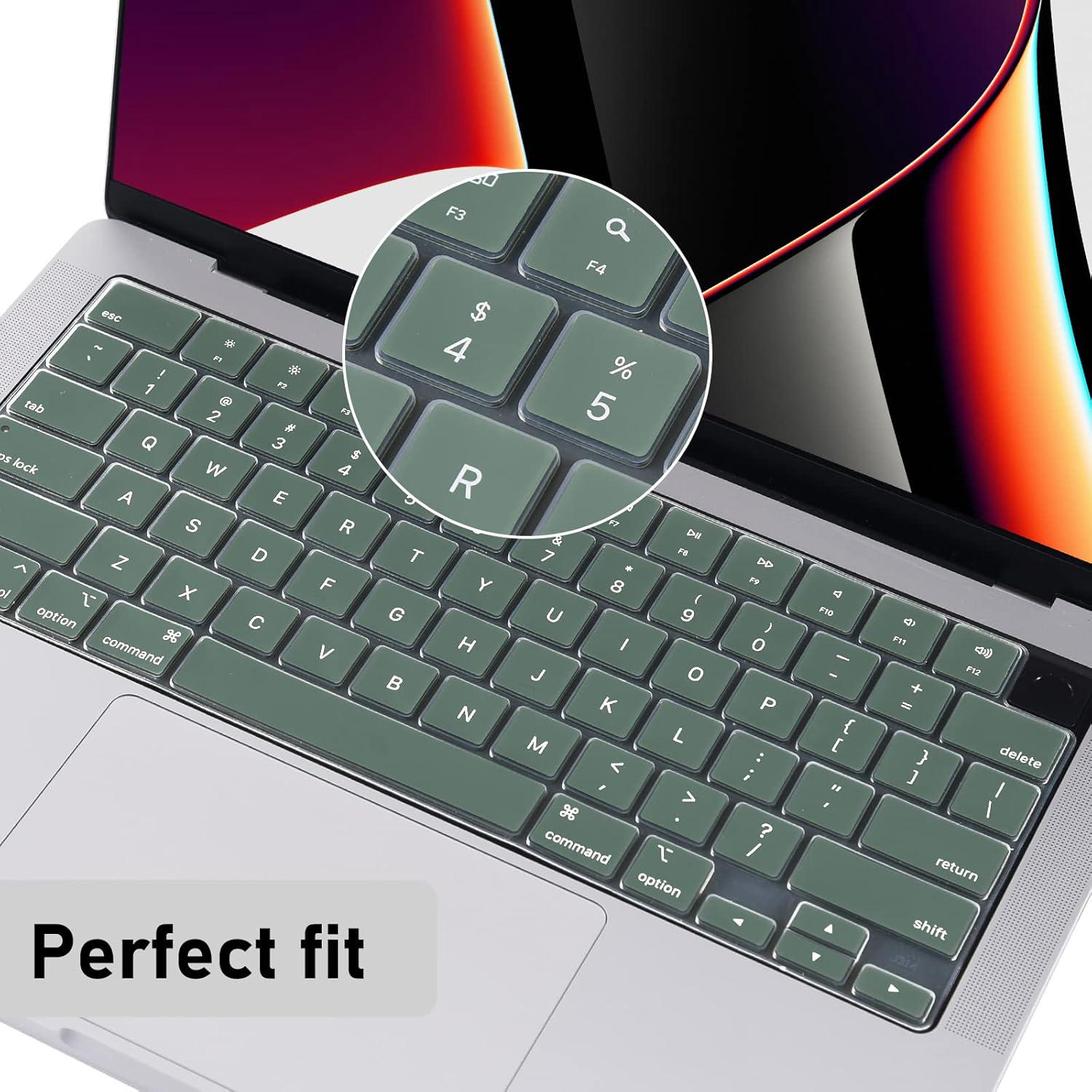 EooCoo Premium Keyboard Cover Skin Ultra Thin Protector Compatible With 2025-2021 MacBook Pro 14 16 M4 M3 M2 M1 Pro Max Chip, MacBook Air 15 13.6 M3 M2 Chip, Midnight Green,