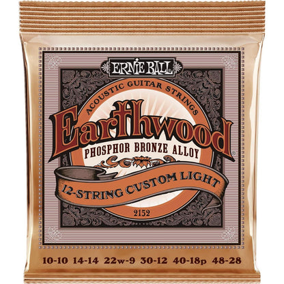 Ernie Ball Earthwood 12-String Custom Light Phosphor Bronze Acoustic Guitar Strings, 10-48 Gauge (P02152),