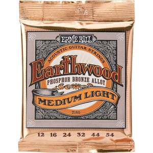 Ernie Ball Earthwood Medium Light Phosphor Bronze Acoustic Guitar Strings, 12-54 Gauge (P02146),