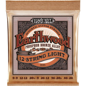 Ernie Ball Earthwood 12-String Light Phosphor Bronze Acoustic Guitar Strings, 9-46 Gauge (P02153),