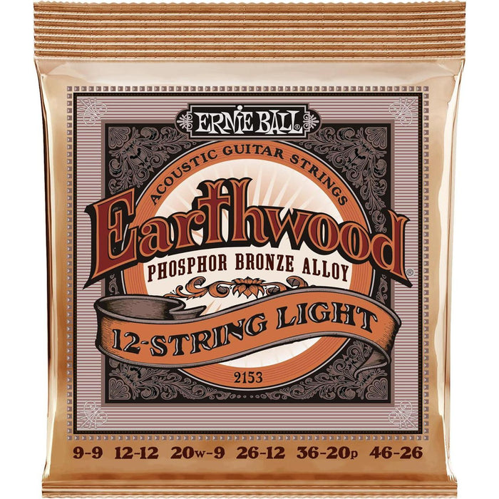 Ernie Ball Earthwood 12-String Light Phosphor Bronze Acoustic Guitar Strings, 9-46 Gauge, P02153