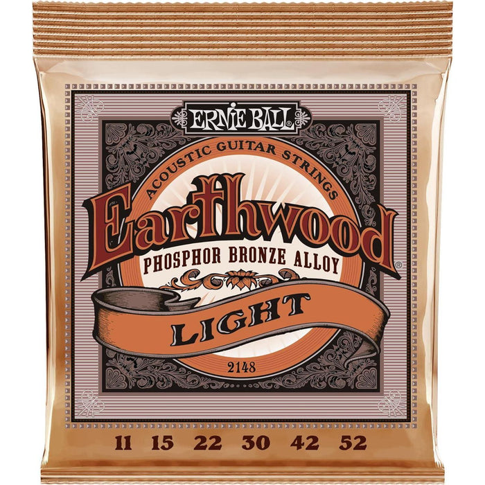 Ernie Ball Earthwood Light Phosphor Bronze Acoustic Guitar Strings, 11-52 Gauge, P02148