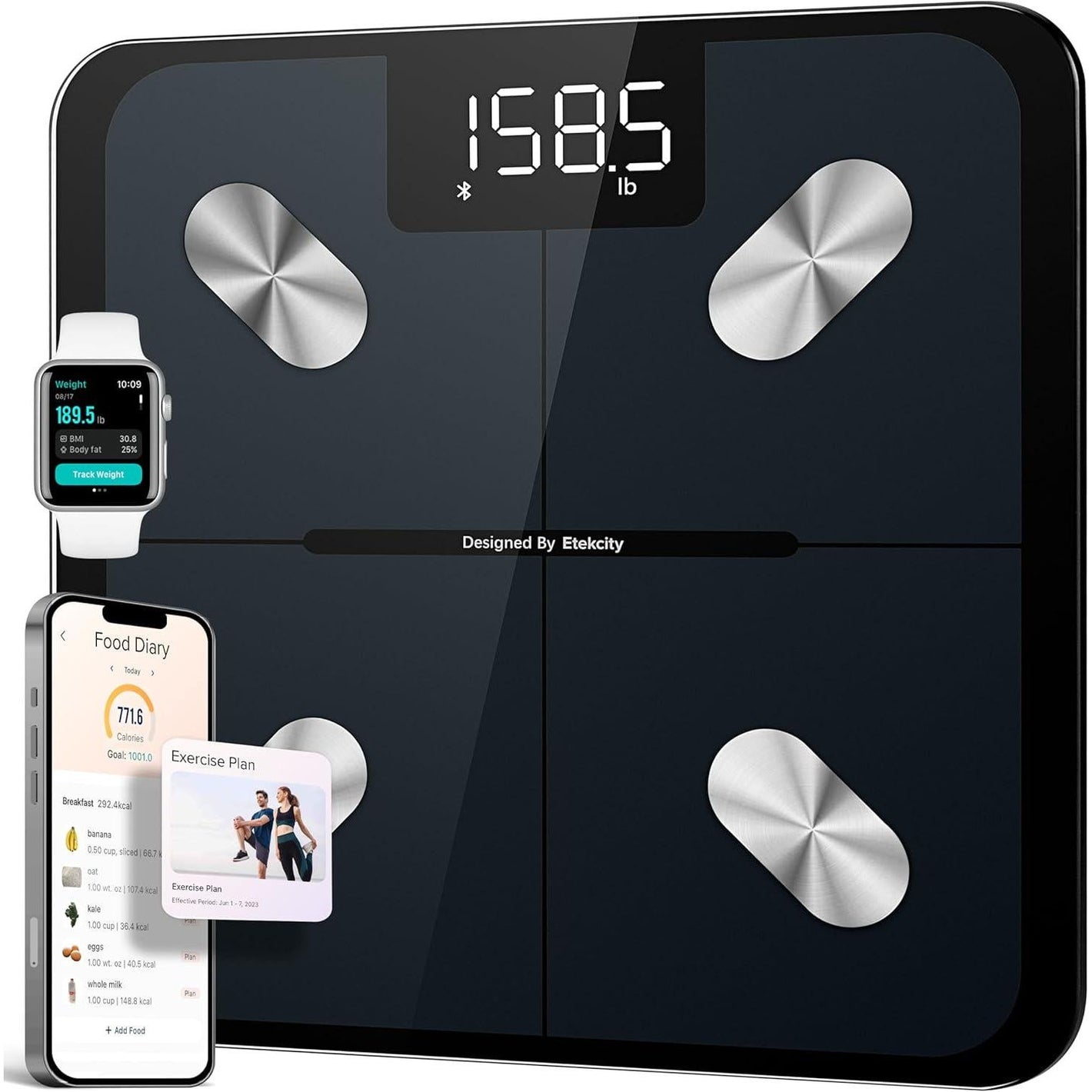 Etekcity Smart Scale for Body Weight, Digital Bluetooth Scale with BMI, Muscle Mass, Accurate Measurements, Syncs with Apps