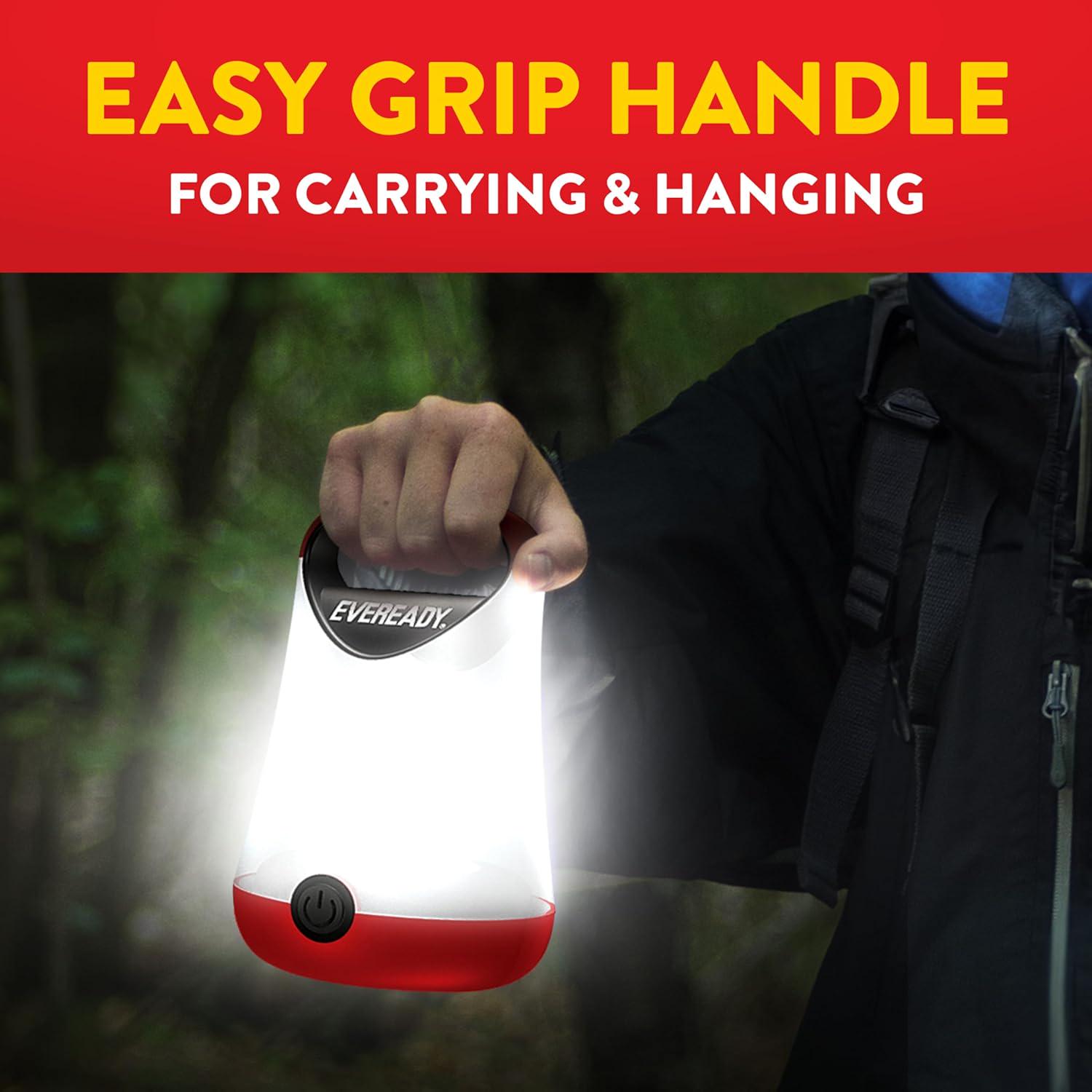 Eveready LED Camping Lantern X-250 (2-Pack), Super Bright Tent Lights, Rugged Water Resistant LED Lanterns, 100 Hour Run-time (Batteries Included), Red And Black,039800144720