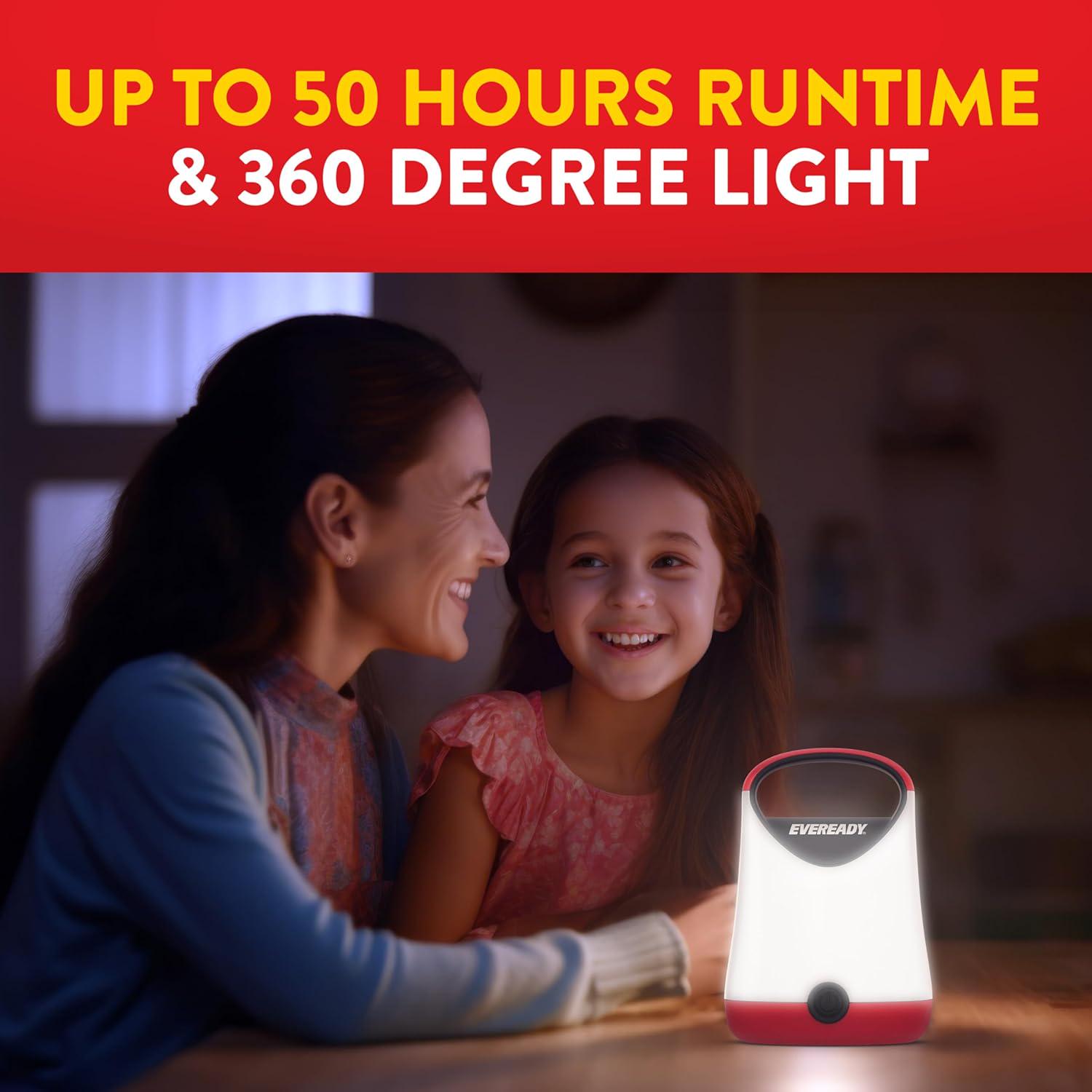 Eveready LED Camping Lantern X-250 (2-Pack), Super Bright Tent Lights, Rugged Water Resistant LED Lanterns, 100 Hour Run-time (Batteries Included), Red And Black,039800144720