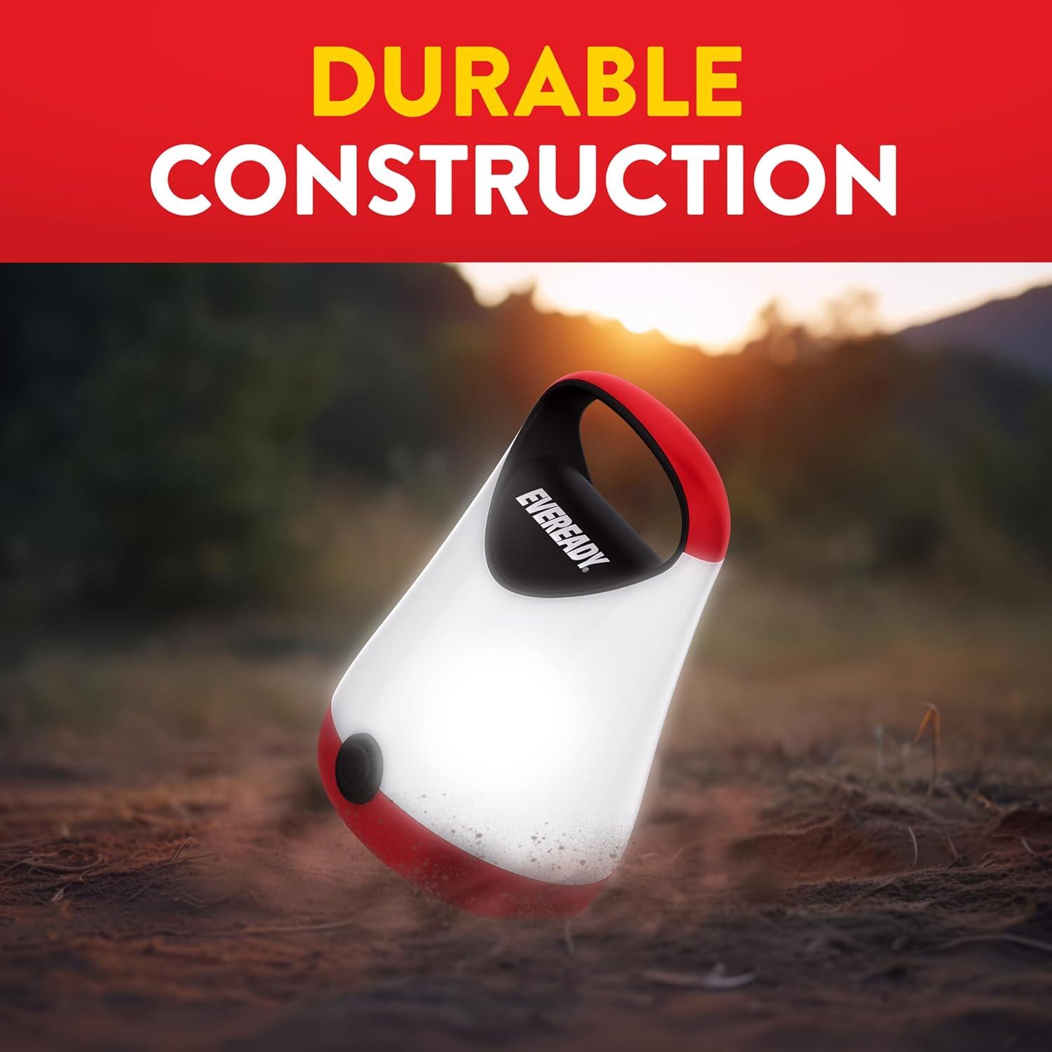 Eveready LED Camping Lantern X-250 (2-Pack), Super Bright Tent Lights, Rugged Water Resistant LED Lanterns, 100 Hour Run-time (Batteries Included), Red And Black,039800144720
