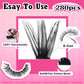 FANXITON FANXITON DIY Lash Extension Kit - Volume Clusters 40D+50D D Curl Individual Lashes, Thick Eyelash Extension 280 Pcs, Thin Band, Bond And Seal, Tweezers