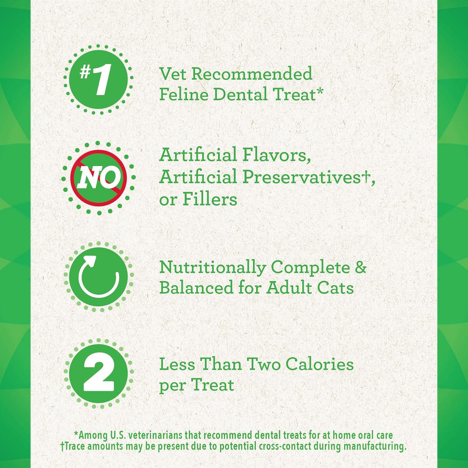FELINE GREENIES Adult Dental Cat Treats, Oven Roasted Chicken Flavor, 9.75 Oz. Tub,
