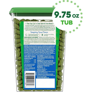 FELINE GREENIES Adult Dental Cat Treats, Tempting Tuna Flavor, 9.75 Oz. Tub,