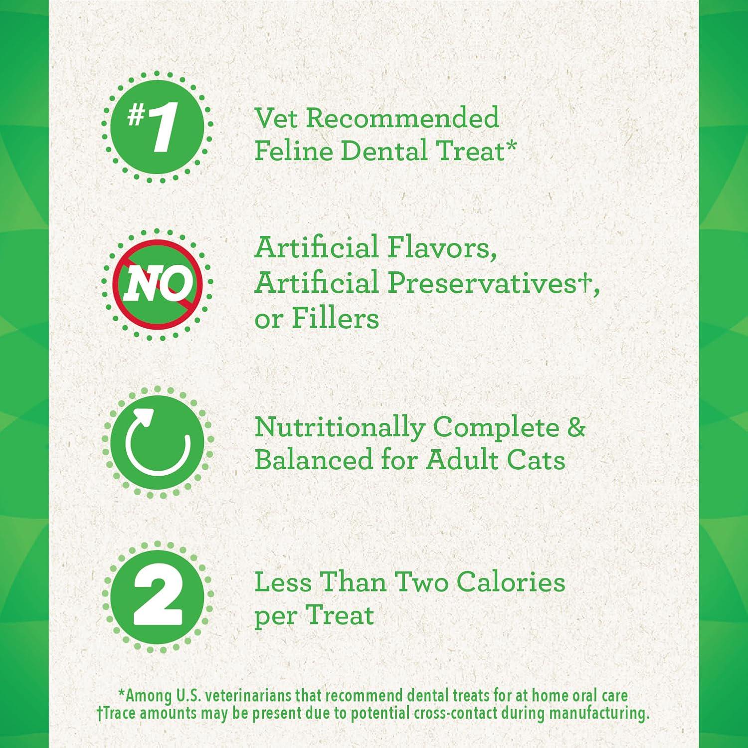 FELINE GREENIES Adult Dental Cat Treats, Savory Salmon Flavor, 9.75 Oz. Tub,