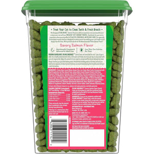 FELINE GREENIES Adult Dental Cat Treats, Savory Salmon Flavor, 9.75 Oz. Tub,