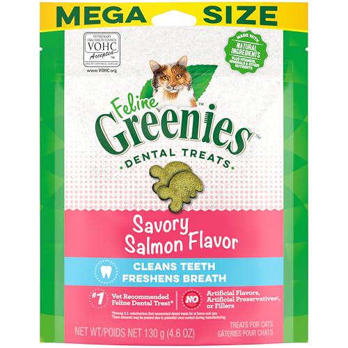 Feline Greenies Dental Cat Treats, Salmon Flavor, Mega Size 4.6 oz, Cleans Teeth & Freshens Breath