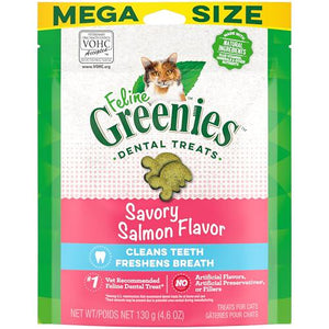 Feline Greenies Dental Cat Treats, Salmon Flavor, Mega Size 4.6 oz, Cleans Teeth & Freshens Breath
