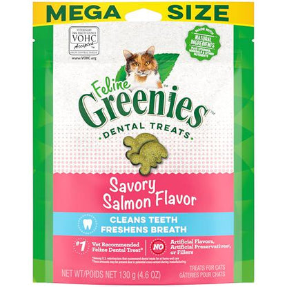 Feline Greenies Dental Cat Treats, Salmon Flavor, Mega Size 4.6 oz, Cleans Teeth & Freshens Breath