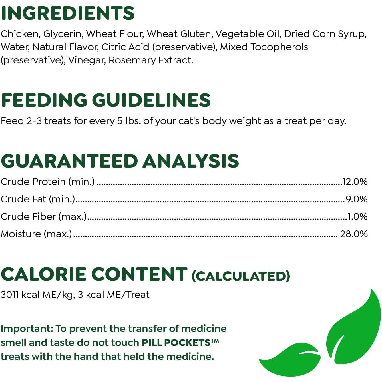 FELINE GREENIES PILL POCKETS For Cats Natural Soft Cat Treats, Chicken Flavor, 1.6 Oz. Pack (45 Treats),