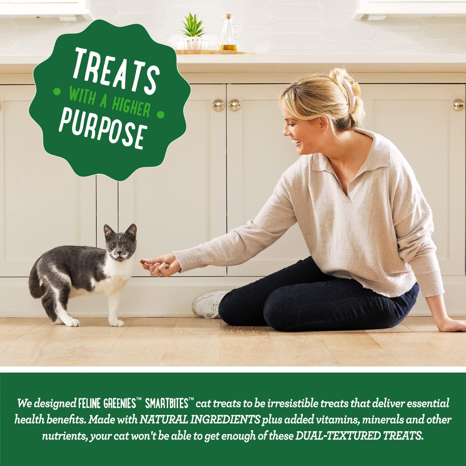 FELINE GREENIES SMARTBITES HEALTHY INDOOR Natural Treats For Cats, Chicken Flavor, 4.6 Oz. Pouch,