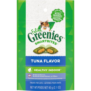 FELINE GREENIES SMARTBITES HEALTHY INDOOR Natural Treats For Cats, Tuna Flavor, 2.1 Oz. Pouch,
