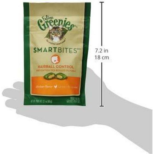 FELINE GREENIES SMARTBITES HEALTHY INDOOR Natural Treats For Cats, Chicken Flavor, 2.1 Oz. Pouch,