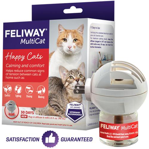 Feliway Multicat Calming Diffuser Kit 48ml 30 Day Plug In Reduces Conflict in Multi Cat Homes