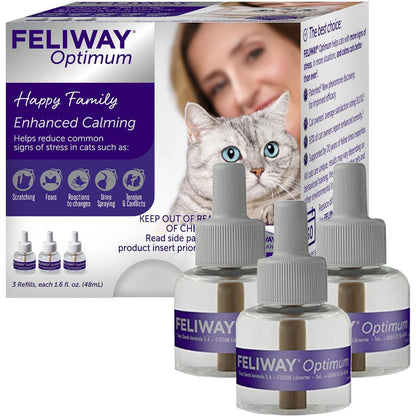 Feliway Optimum Cat Calming Refills Value Pack 3 x 48ml Reduces Stress in Cats and Kittens 90 Day Supply