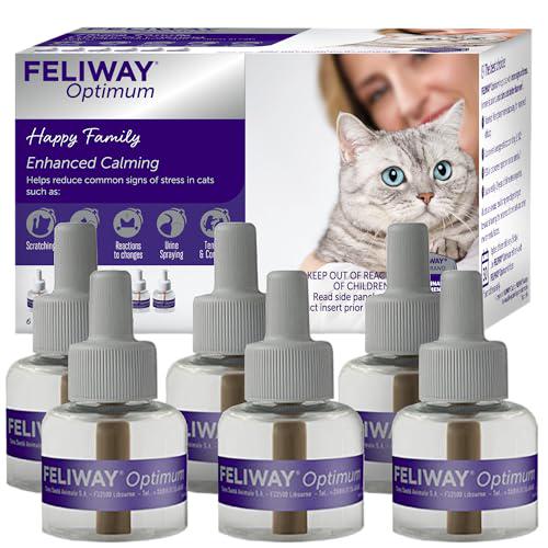Feliway Optimum Cat Calming Refills, 6 x 48 ml, 30-Day Refills for Diffuser, Stress & Anxiety Support