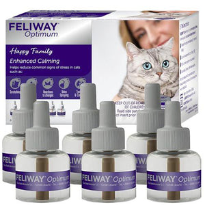Feliway Optimum Cat Calming Refills, 6 x 48 ml, 30-Day Refills for Diffuser, Stress & Anxiety Support