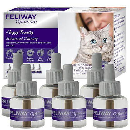 Feliway Optimum Cat Calming Refills, 6 x 48 ml, 30-Day Refills for Diffuser, Stress & Anxiety Support