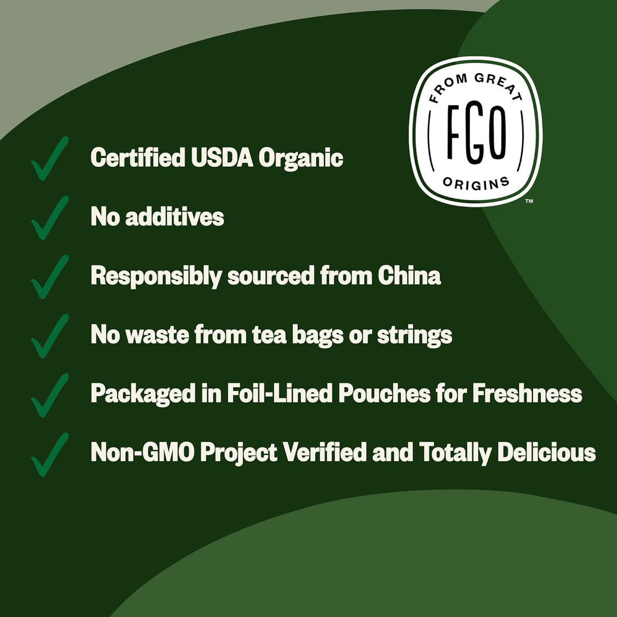 FGO FGO Organic Gunpowder Green Tea, Loose Leaf, 16oz Bulk Resealable Bag, Packaging May Vary (Pack Of 1)