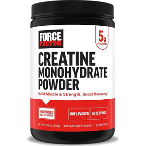 Force Factor Creatine Monohydrate, Micronized Creatine Powder for Muscle Gain, Strength, and Workout Recovery, 5g Dose per Serving, Unflavored, 60 Servings