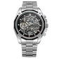 Forsining Men's Auto Watch, 1 Pc, Silver Stainless Steel Bracelet, Unique Dial, Chinese Movt, Branded Style Clock