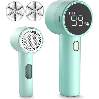 Peiyuu Fabric Shaver, Lint Remover Rechargeable, Electric Portable Sweater Defuzzer With 3 Speeds, 6 Leaf Blades, Digital LED Display To Remove Pilling For Clothes, Furniture, Sweater, Couch, Blanket