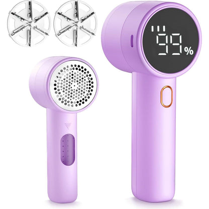 Peiyuu Fabric Shaver, Lint Remover Rechargeable, Electric Portable Sweater Defuzzer With 3 Speeds, 6 Leaf Blades, Digital LED Display To Remove Pilling For Clothes, Furniture, Sweater, Couch, Blanket
