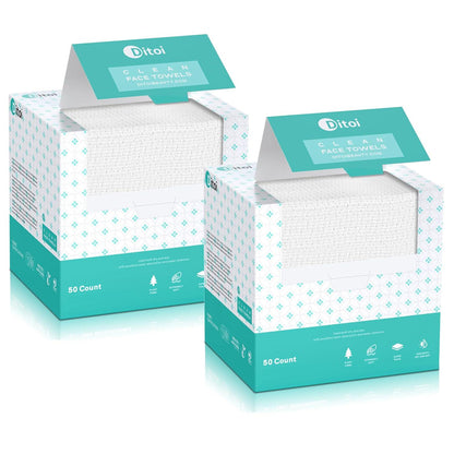 Ditoi Face Towels, 10 ×12 Disposable Face Towel, Face Towelettes XL, Ultra Soft Makeup Remover Dry Wipes, Thick Face Towel For Cleansing,100 Count (2 Pack)